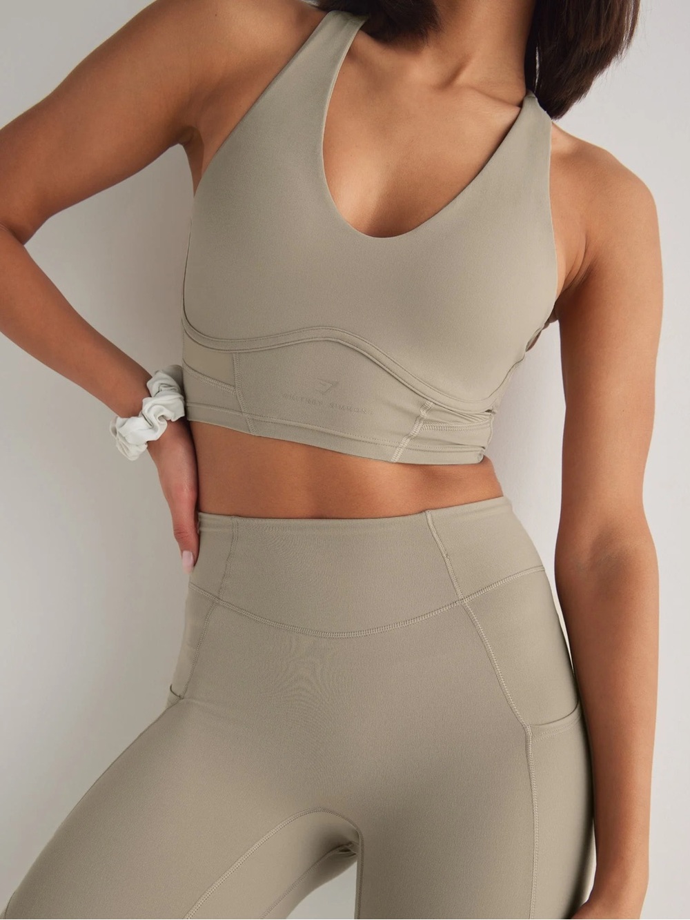 Whitney Simmons Taupe Strappy Sports Bra Adjustable Back Medium